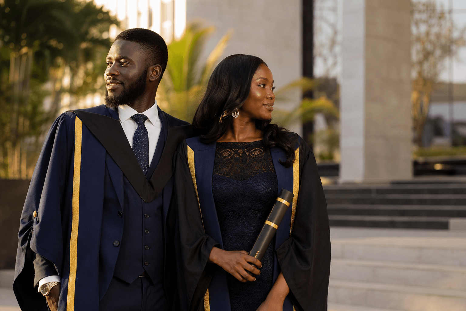 Two graduates after the ceremony